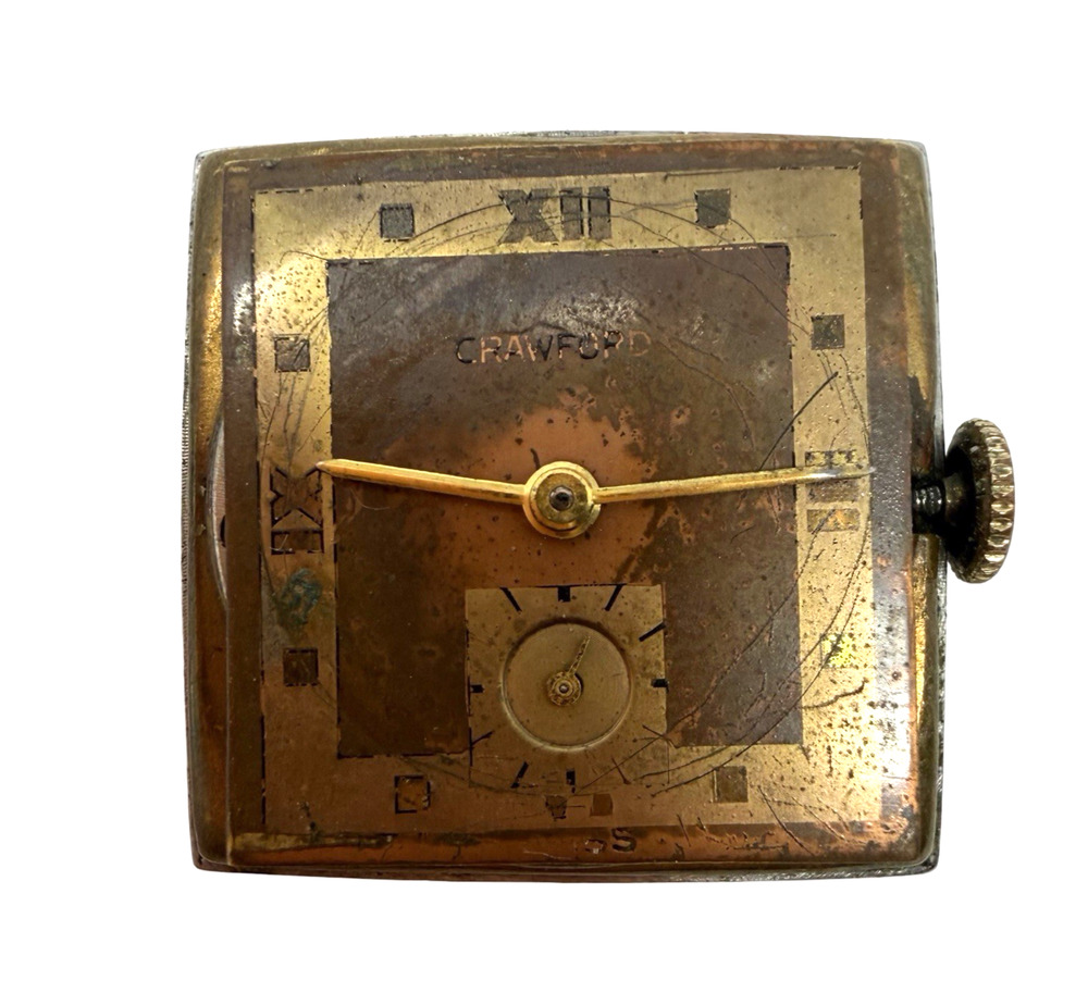 Vintage Crawford Art Deco Wrist Watch Case No Crystal Untested Parts Repair
